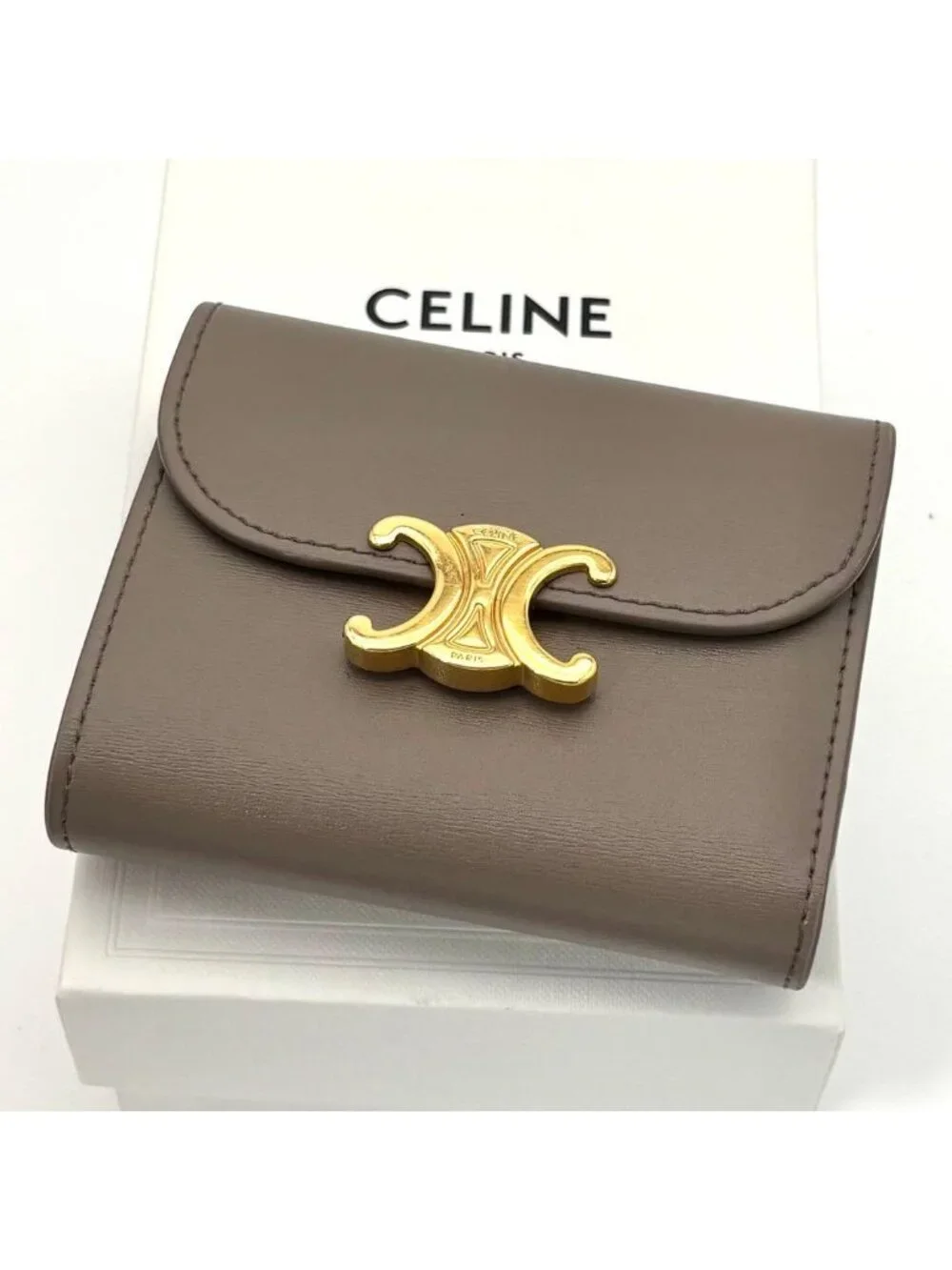 Celine Wallet Small Flap Triomphe Gray